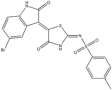 N-[5-(5-bromo-2-oxo-1,2-dihydro-3H-indol-3-ylidene)-4-oxo-1,3-thiazolidin-2-ylidene]-4-methylbenzenesulfonamide Structure