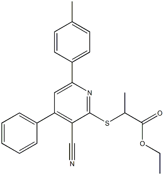 ethyl 2-{[3-cyano-6-(4-methylphenyl)-4-phenyl-2-pyridinyl]sulfanyl}propanoate 구조식 이미지