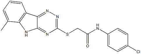 N-(4-chlorophenyl)-2-[(6-methyl-5H-[1,2,4]triazino[5,6-b]indol-3-yl)sulfanyl]acetamide 구조식 이미지