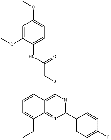 N-(2,4-dimethoxyphenyl)-2-{[8-ethyl-2-(4-fluorophenyl)-4-quinazolinyl]sulfanyl}acetamide 구조식 이미지