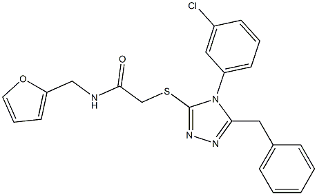 2-{[5-benzyl-4-(3-chlorophenyl)-4H-1,2,4-triazol-3-yl]sulfanyl}-N-(2-furylmethyl)acetamide 구조식 이미지