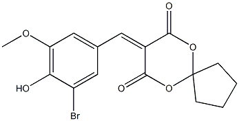 8-{[3-bromo-4-hydroxy-5-(methyloxy)phenyl]methylidene}-6,10-dioxaspiro[4.5]decane-7,9-dione Structure