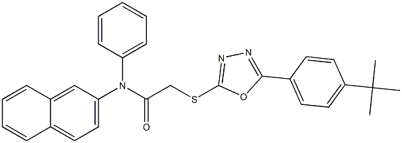 2-{[5-(4-tert-butylphenyl)-1,3,4-oxadiazol-2-yl]sulfanyl}-N-(2-naphthyl)-N-phenylacetamide Structure