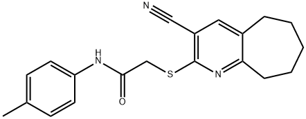 2-[(3-cyano-6,7,8,9-tetrahydro-5H-cyclohepta[b]pyridin-2-yl)sulfanyl]-N-(4-methylphenyl)acetamide 구조식 이미지