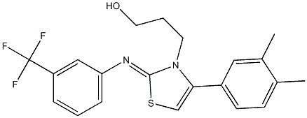 3-(4-(3,4-dimethylphenyl)-2-{[3-(trifluoromethyl)phenyl]imino}-1,3-thiazol-3(2H)-yl)-1-propanol Structure