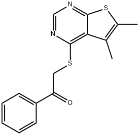 2-[(5,6-dimethylthieno[2,3-d]pyrimidin-4-yl)sulfanyl]-1-phenylethanone Structure