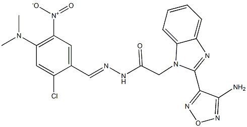 2-[2-(4-amino-1,2,5-oxadiazol-3-yl)-1H-benzimidazol-1-yl]-N'-{2-chloro-4-(dimethylamino)-5-nitrobenzylidene}acetohydrazide 구조식 이미지