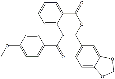 2-(1,3-benzodioxol-5-yl)-1-(4-methoxybenzoyl)-1,2-dihydro-4H-3,1-benzoxazin-4-one 구조식 이미지
