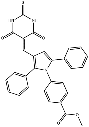 methyl 4-{3-[(4,6-dioxo-2-thioxotetrahydro-5(2H)-pyrimidinylidene)methyl]-2,5-diphenyl-1H-pyrrol-1-yl}benzoate 구조식 이미지