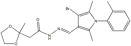 N'-{[4-bromo-2,5-dimethyl-1-(2-methylphenyl)-1H-pyrrol-3-yl]methylene}-2-(2-methyl-1,3-dioxolan-2-yl)acetohydrazide 구조식 이미지