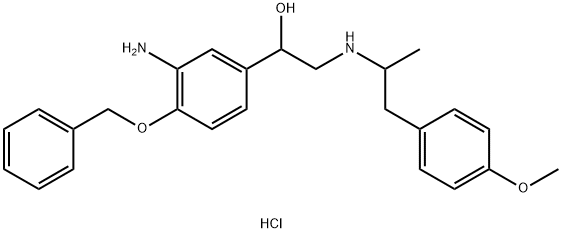 1-(3-amino-4-(benzyloxy)phenyl)-2-((1-(4-methoxyphenyl)propan-2-yl)amino)ethan-1-ol hydrochloride Structure