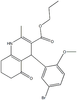 propyl 4-(5-bromo-2-methoxyphenyl)-2-methyl-5-oxo-1,4,5,6,7,8-hexahydroquinoline-3-carboxylate Structure