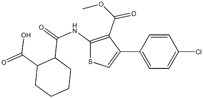 2-({[4-(4-chlorophenyl)-3-(methoxycarbonyl)-2-thienyl]amino}carbonyl)cyclohexanecarboxylic acid 구조식 이미지