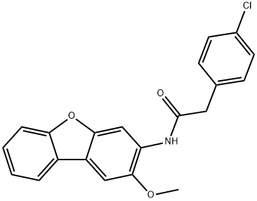 2-(4-chlorophenyl)-N-(2-methoxydibenzo[b,d]furan-3-yl)acetamide 구조식 이미지
