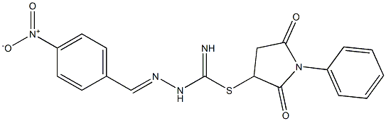 2,5-dioxo-1-phenyl-3-pyrrolidinyl 2-{4-nitrobenzylidene}hydrazinecarbimidothioate 구조식 이미지