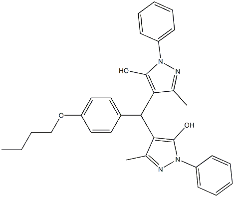4-[[4-(butyloxy)phenyl](5-hydroxy-3-methyl-1-phenyl-1H-pyrazol-4-yl)methyl]-3-methyl-1-phenyl-1H-pyrazol-5-ol Structure