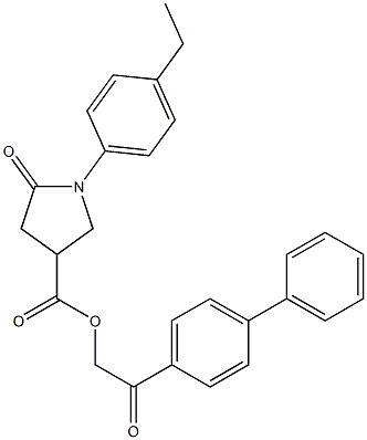 2-[1,1'-biphenyl]-4-yl-2-oxoethyl 1-(4-ethylphenyl)-5-oxo-3-pyrrolidinecarboxylate Structure