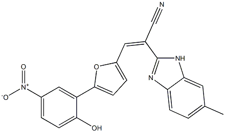 3-(5-{2-hydroxy-5-nitrophenyl}-2-furyl)-2-(6-methyl-1H-benzimidazol-2-yl)acrylonitrile Structure