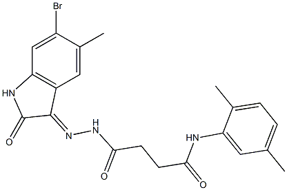 4-[2-(6-bromo-5-methyl-2-oxo-1,2-dihydro-3H-indol-3-ylidene)hydrazino]-N-(2,5-dimethylphenyl)-4-oxobutanamide Structure
