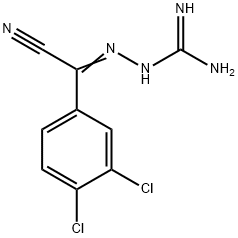 Hydrazinecarboximidamide, 2-[cyano(3,4-dichlorophenyl)methylene]- Structure