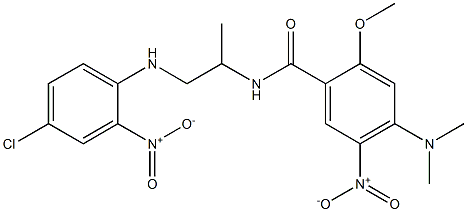 N-(2-{4-chloro-2-nitroanilino}-1-methylethyl)-4-(dimethylamino)-5-nitro-2-methoxybenzamide 구조식 이미지