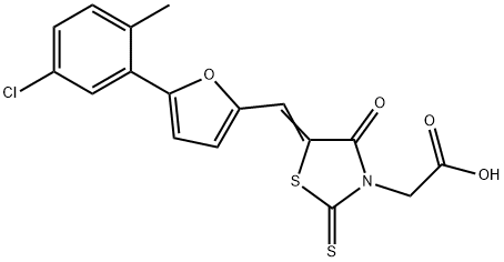 (5-{[5-(5-chloro-2-methylphenyl)-2-furyl]methylene}-4-oxo-2-thioxo-1,3-thiazolidin-3-yl)acetic acid 구조식 이미지