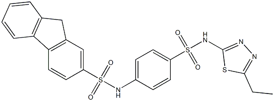 N-(4-{[(5-ethyl-1,3,4-thiadiazol-2-yl)amino]sulfonyl}phenyl)-9H-fluorene-2-sulfonamide 구조식 이미지