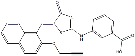 3-[(4-oxo-5-{[2-(2-propynyloxy)-1-naphthyl]methylene}-4,5-dihydro-1,3-thiazol-2-yl)amino]benzoic acid 구조식 이미지