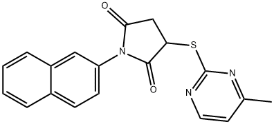 3-[(4-methyl-2-pyrimidinyl)sulfanyl]-1-(2-naphthyl)-2,5-pyrrolidinedione 구조식 이미지