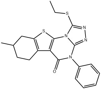 1-(ethylsulfanyl)-8-methyl-4-phenyl-6,7,8,9-tetrahydro[1]benzothieno[3,2-e][1,2,4]triazolo[4,3-a]pyrimidin-5(4H)-one Structure