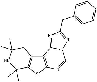 2-benzyl-8,8,10,10-tetramethyl-8,9,10,11-tetrahydropyrido[4',3':4,5]thieno[3,2-e][1,2,4]triazolo[1,5-c]pyrimidine 구조식 이미지