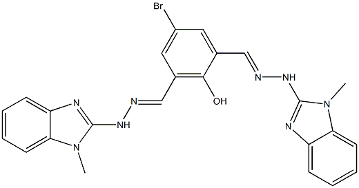 5-bromo-2-hydroxyisophthalaldehyde bis[(1-methyl-1H-benzimidazol-2-yl)hydrazone] 구조식 이미지