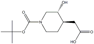 2-((3R,4R)-1-(tert-butoxycarbonyl)-3-hydroxypiperidin-4-yl)acetic acid Structure