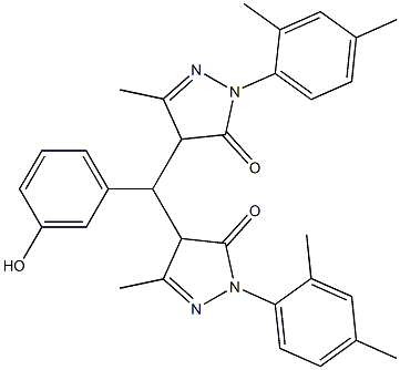 2-(2,4-dimethylphenyl)-4-[[1-(2,4-dimethylphenyl)-3-methyl-5-oxo-4,5-dihydro-1H-pyrazol-4-yl](3-hydroxyphenyl)methyl]-5-methyl-2,4-dihydro-3H-pyrazol-3-one Structure