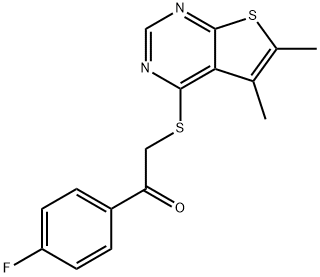 2-[(5,6-dimethylthieno[2,3-d]pyrimidin-4-yl)sulfanyl]-1-(4-fluorophenyl)ethanone 구조식 이미지