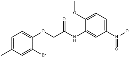 2-(2-bromo-4-methylphenoxy)-N-(2-methoxy-5-nitrophenyl)acetamide 구조식 이미지