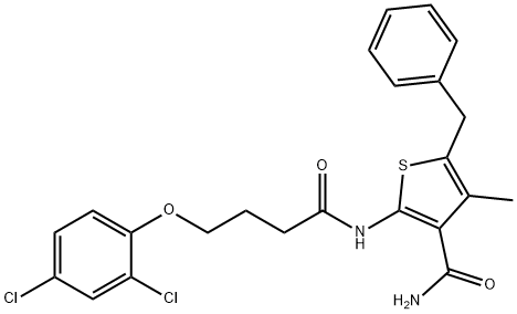 5-benzyl-2-{[4-(2,4-dichlorophenoxy)butanoyl]amino}-4-methyl-3-thiophenecarboxamide Structure