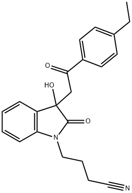 4-{3-[2-(4-ethylphenyl)-2-oxoethyl]-3-hydroxy-2-oxo-2,3-dihydro-1H-indol-1-yl}butanenitrile 구조식 이미지