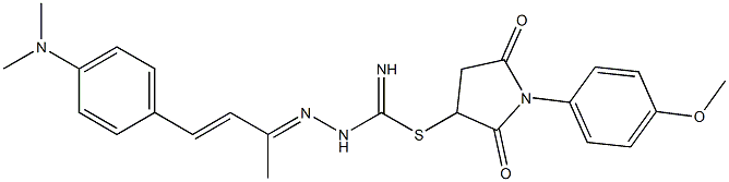 1-(4-methoxyphenyl)-2,5-dioxo-3-pyrrolidinyl 2-{3-[4-(dimethylamino)phenyl]-1-methyl-2-propenylidene}hydrazinecarbimidothioate 구조식 이미지