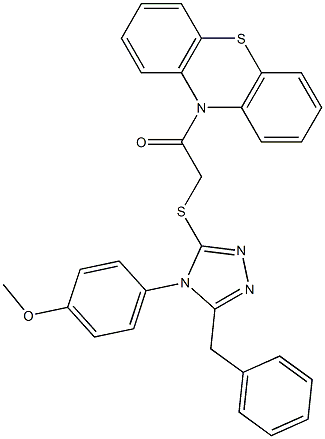 4-(3-benzyl-5-{[2-oxo-2-(10H-phenothiazin-10-yl)ethyl]sulfanyl}-4H-1,2,4-triazol-4-yl)phenyl methyl ether 구조식 이미지