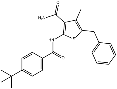 5-benzyl-2-{[4-(tert-butyl)benzoyl]amino}-4-methyl-3-thiophenecarboxamide 구조식 이미지