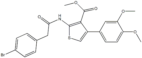 methyl 2-{[(4-bromophenyl)acetyl]amino}-4-(3,4-dimethoxyphenyl)thiophene-3-carboxylate 구조식 이미지