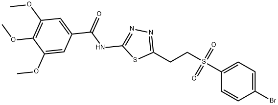 N-(5-{2-[(4-bromophenyl)sulfonyl]ethyl}-1,3,4-thiadiazol-2-yl)-3,4,5-trimethoxybenzamide 구조식 이미지