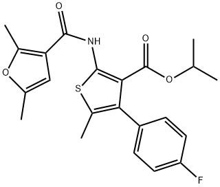 isopropyl 2-[(2,5-dimethyl-3-furoyl)amino]-4-(4-fluorophenyl)-5-methyl-3-thiophenecarboxylate Structure