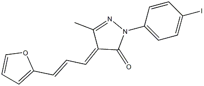 4-[3-(2-furyl)-2-propenylidene]-2-(4-iodophenyl)-5-methyl-2,4-dihydro-3H-pyrazol-3-one 구조식 이미지