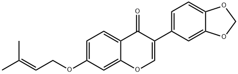 4H-1-Benzopyran-4-one, 3-(1,3-benzodioxol-5-yl)-7-[(3-methyl-2-buten-1-yl)oxy]- Structure