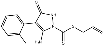 5-amino-4-(2-methylphenyl)-1-[(prop-2-en-1-ylsulfanyl)carbonyl]-2,3-dihydro-1H-pyrazol-3-one Structure