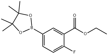 Benzoic acid, 2-fluoro-5-(4,4,5,5-tetramethyl-1,3,2-dioxaborolan-2-yl)-, ethyl ester Structure