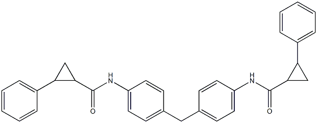 2-phenyl-N-[4-(4-{[(2-phenylcyclopropyl)carbonyl]amino}benzyl)phenyl]cyclopropanecarboxamide 구조식 이미지