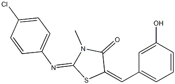 2-[(4-chlorophenyl)imino]-5-(3-hydroxybenzylidene)-3-methyl-1,3-thiazolidin-4-one Structure